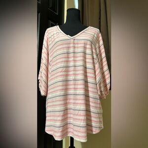 Lularoe pink, white, and gray shirt large